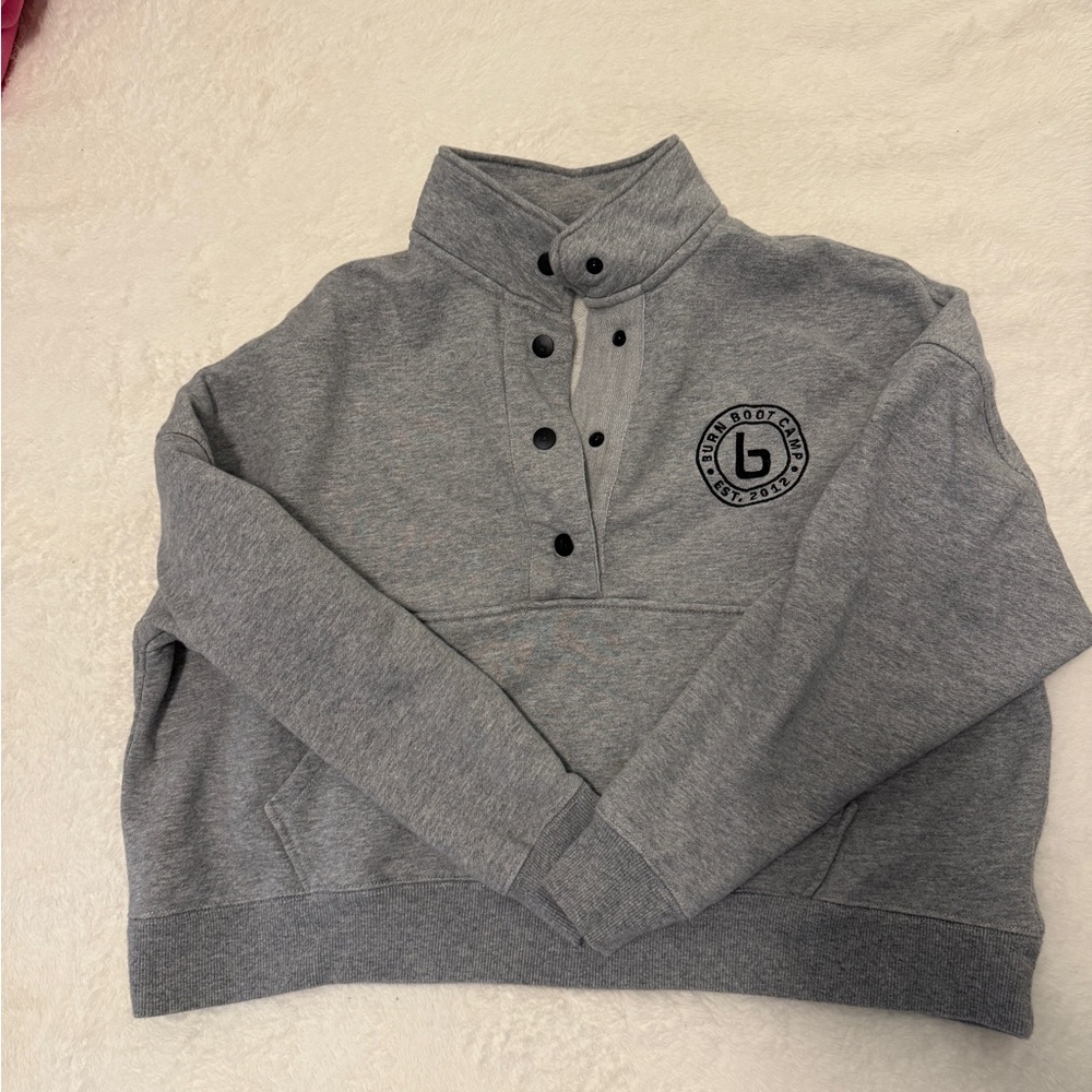Burn Boot Camp Gray Button-Up Women’s Sweatshirt